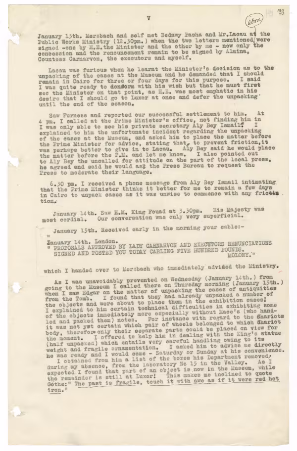Typed notes on paper 