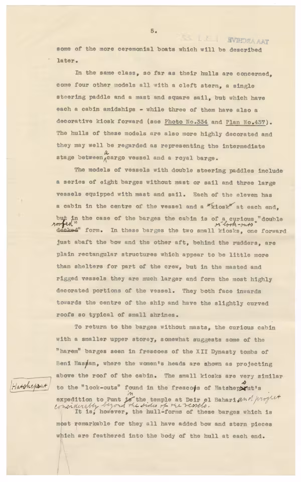 Typewritten and handwritten notes on paper