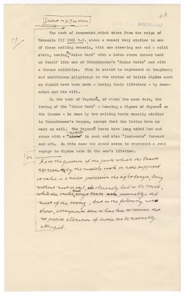 Typewritten and handwritten notes on paper