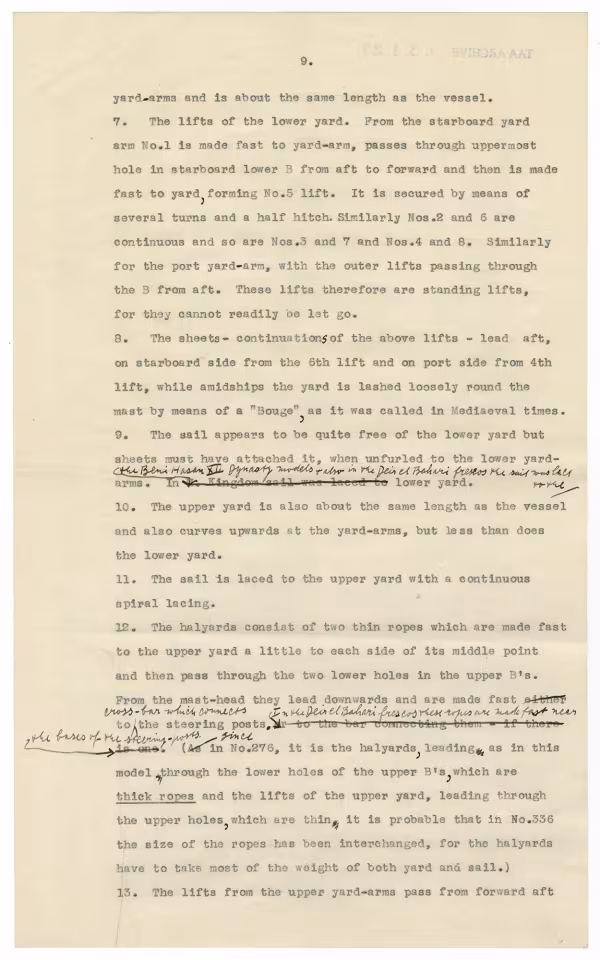 Typewritten and handwritten notes on paper