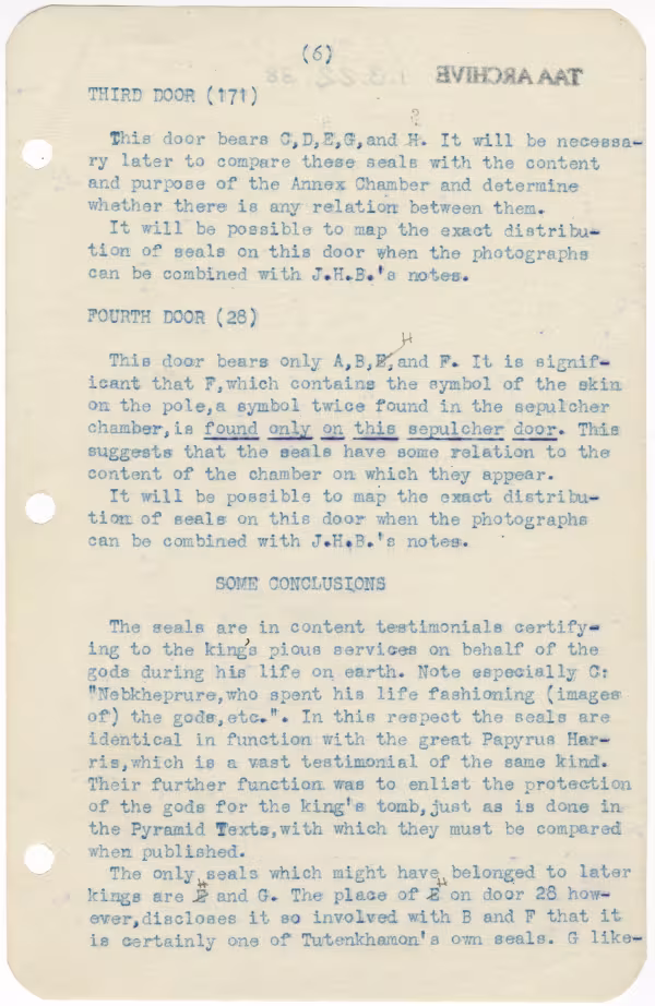 Typed notes on paper 