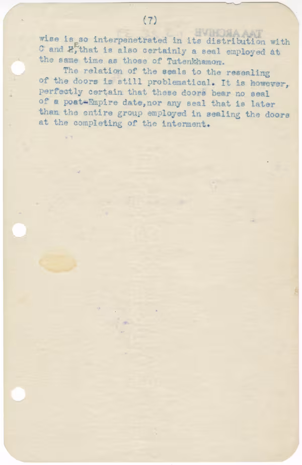 Typed notes on paper 