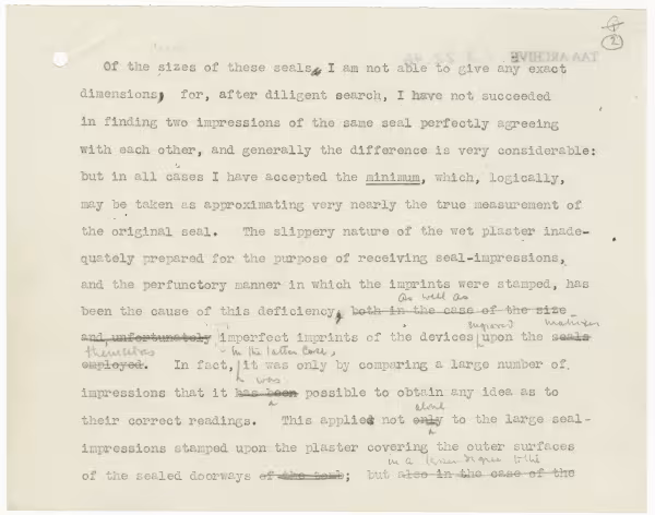 Typed notes on paper 