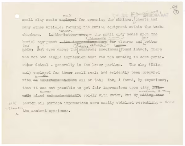 Typed notes on paper 