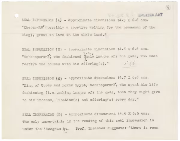 Typed notes on paper 