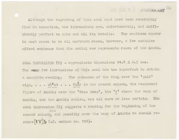 Typed notes on paper 