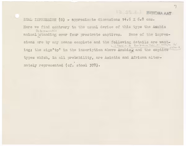 Typed notes on paper 
