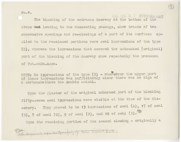 Typed notes on paper 