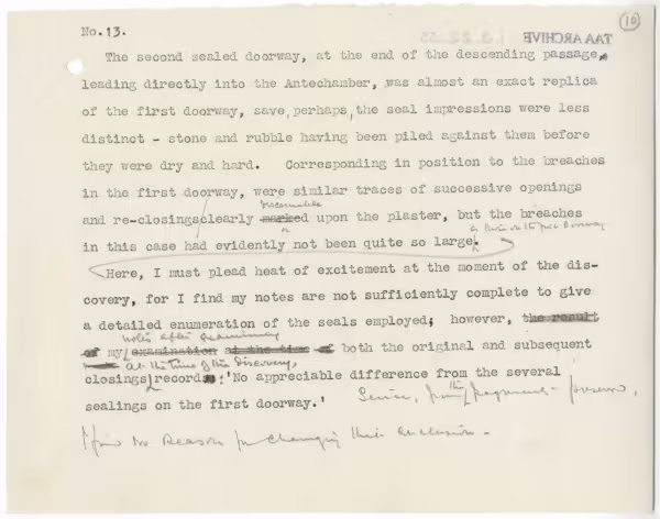 Typed notes on paper 