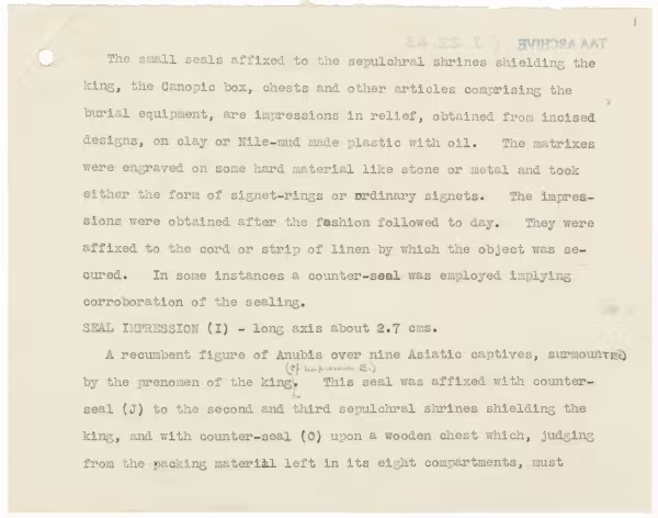 Typed notes on paper 