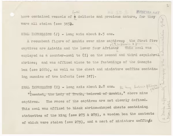 Typed notes on paper 
