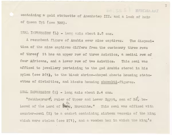 Typed notes on paper 