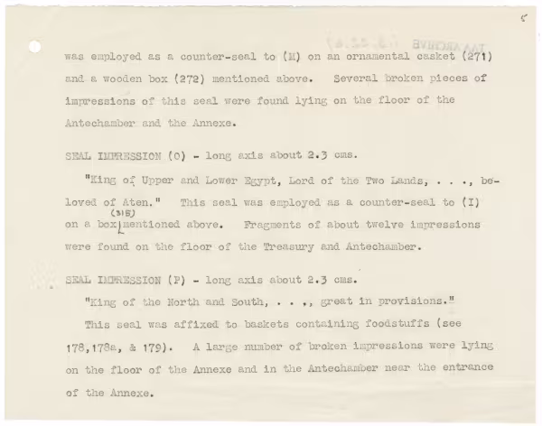 Typed notes on paper 