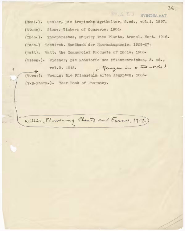 Typed notes on paper 