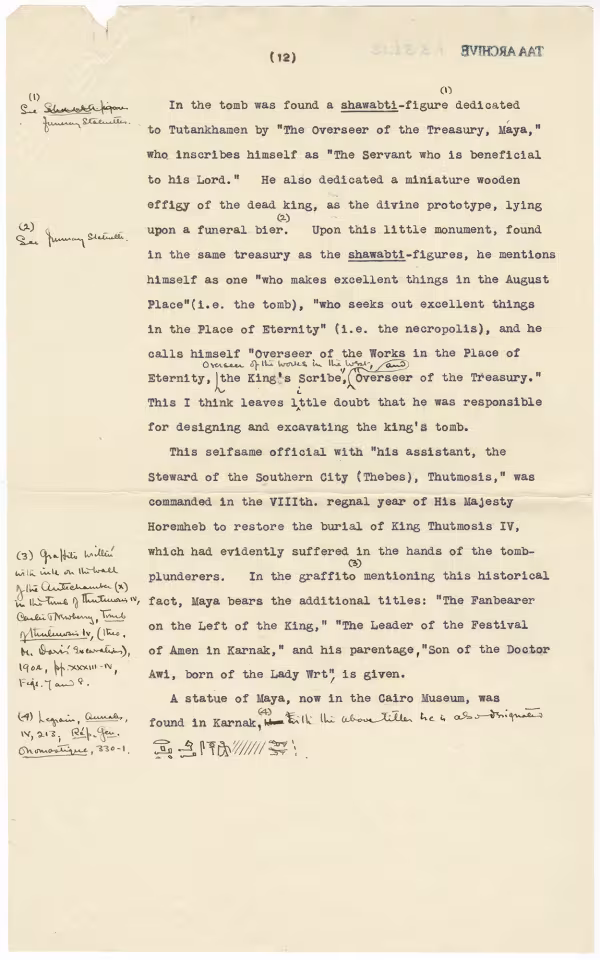 Printed text and handwritten notes on paper