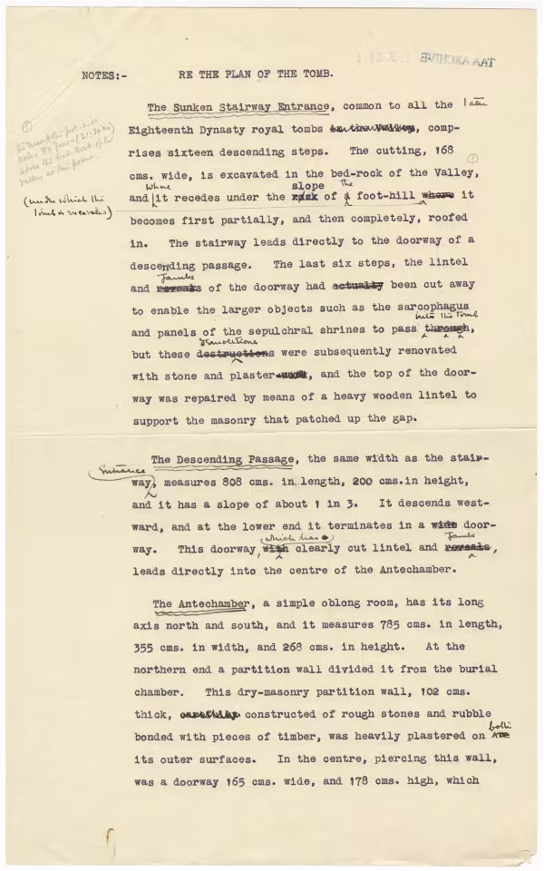Printed text and handwritten notes on paper