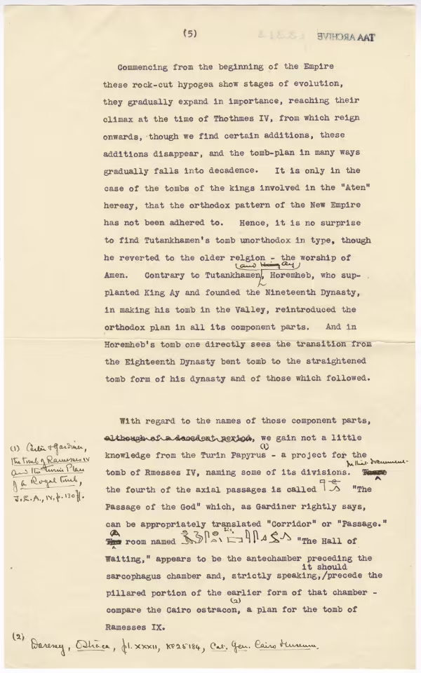 Printed text and handwritten notes on paper