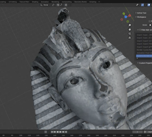close up of mask in blender