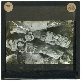 Image of lantern slide of arms of king's mummy