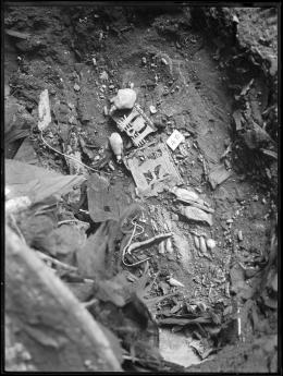Image of negative of assorted jewellery on king's mummy