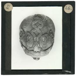 Image of lantern slide of head of king's mummy