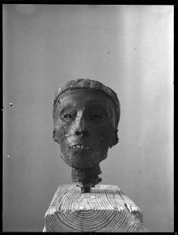 Image of negative of king's head disattached from mummy