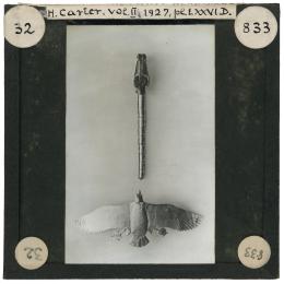 Image of lantern slide of vulture below and snake above