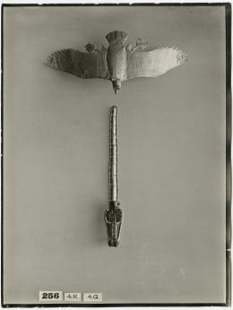 Image of print of vulture and cobra ornaments