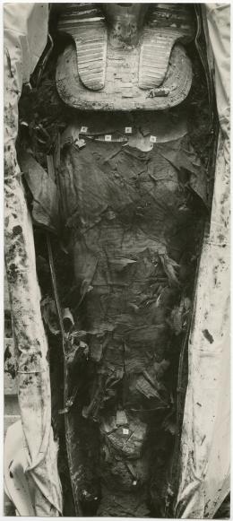 image of photographic print of king's mummy within coffin in object card