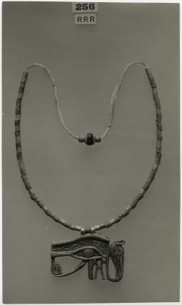 image of photographic print of blue faience wadjet eye necklace in object card