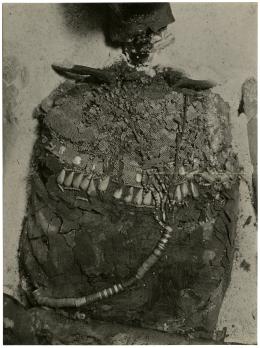 image of photographic print of torso of king's unwrapped body in object card