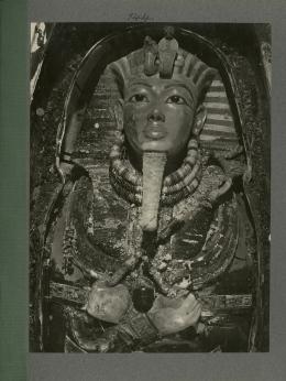 image of upper half of king's mummy inside coffin from Burton's album