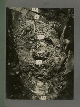 image of legs of king's mummy during unwrapping within coffin from Burton's album