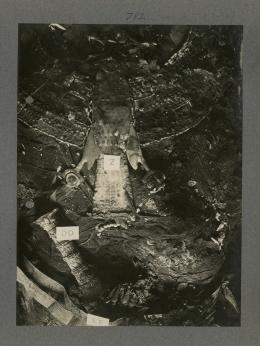 image of torso of king's mummy during unwrapping within coffin from Burton's album