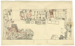 drawing of objects in a room