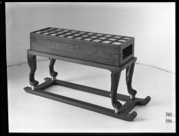 square wooden box on legs