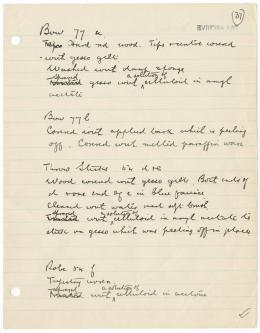 Handwritten notes on paper