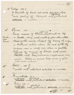 Handwritten notes on paper