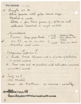 Handwritten notes on paper