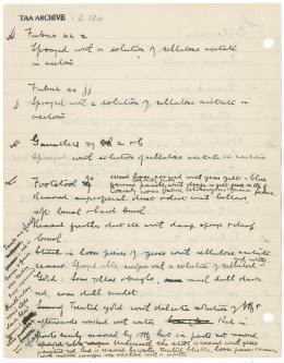 Handwritten notes on paper