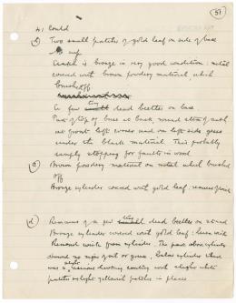 Handwritten notes on paper