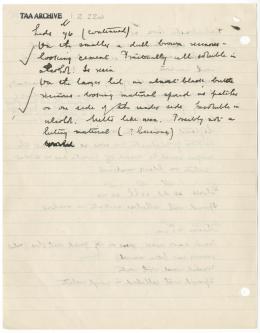 Handwritten notes on paper