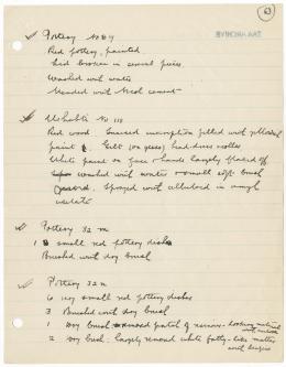 Handwritten notes on paper