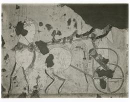 Black and white photograph of tomb relief 