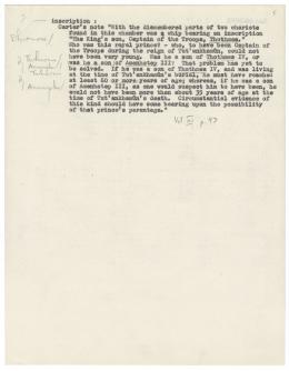 Typewritten notes on paper with annotations 